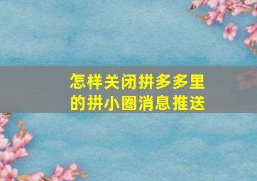 怎样关闭拼多多里的拼小圈消息推送