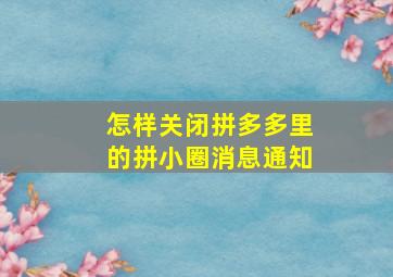 怎样关闭拼多多里的拼小圈消息通知