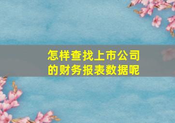 怎样查找上市公司的财务报表数据呢