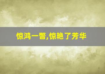 惊鸿一瞥,惊艳了芳华