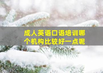 成人英语口语培训哪个机构比较好一点呢