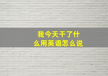 我今天干了什么用英语怎么说