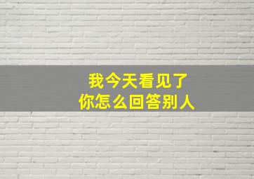 我今天看见了你怎么回答别人