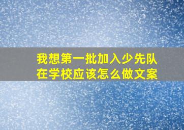 我想第一批加入少先队在学校应该怎么做文案