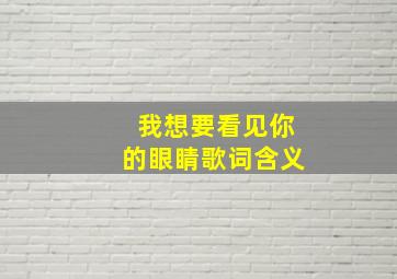 我想要看见你的眼睛歌词含义