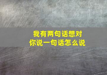 我有两句话想对你说一句话怎么说