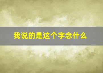 我说的是这个字念什么