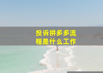 投诉拼多多流程是什么工作