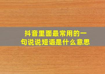 抖音里面最常用的一句说说短语是什么意思