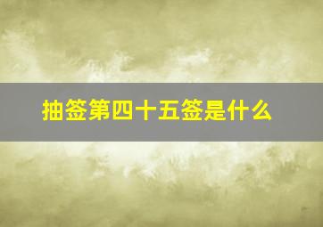 抽签第四十五签是什么