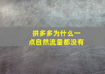 拼多多为什么一点自然流量都没有