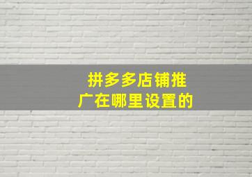 拼多多店铺推广在哪里设置的