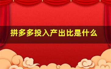 拼多多投入产出比是什么