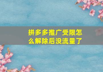 拼多多推广受限怎么解除后没流量了