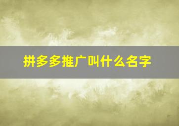 拼多多推广叫什么名字