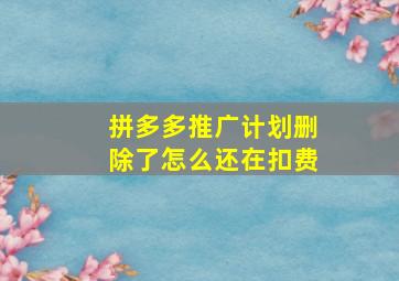 拼多多推广计划删除了怎么还在扣费