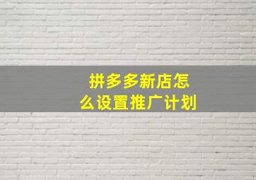 拼多多新店怎么设置推广计划