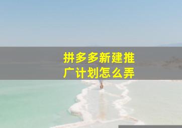 拼多多新建推广计划怎么弄