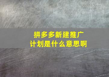 拼多多新建推广计划是什么意思啊