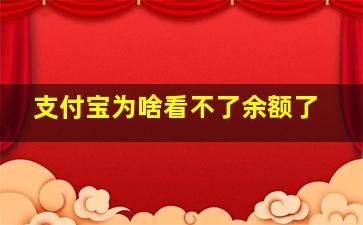 支付宝为啥看不了余额了