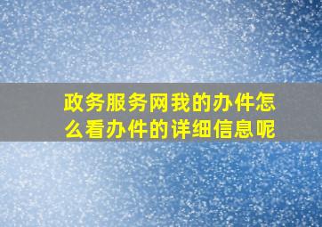 政务服务网我的办件怎么看办件的详细信息呢