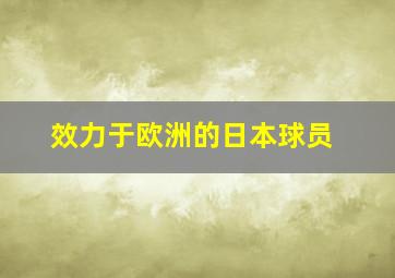 效力于欧洲的日本球员