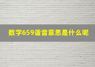 数字659谐音意思是什么呢