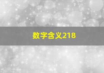 数字含义218