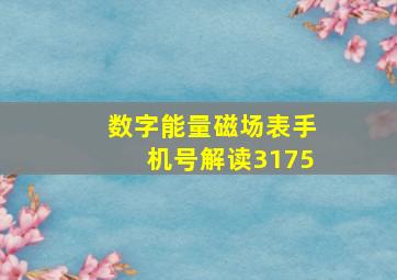 数字能量磁场表手机号解读3175