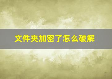 文件夹加密了怎么破解