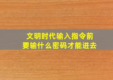 文明时代输入指令前要输什么密码才能进去