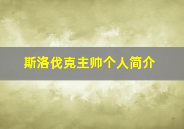 斯洛伐克主帅个人简介