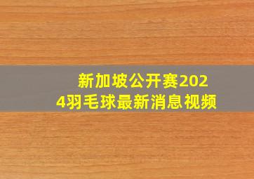 新加坡公开赛2024羽毛球最新消息视频