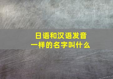 日语和汉语发音一样的名字叫什么