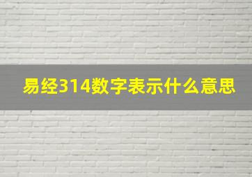 易经314数字表示什么意思