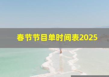 春节节目单时间表2025