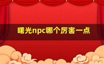 曙光npc哪个厉害一点