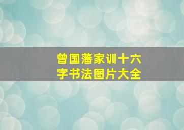 曾国藩家训十六字书法图片大全