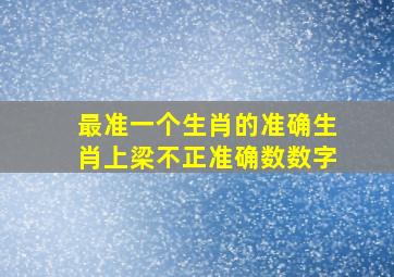 最准一个生肖的准确生肖上梁不正准确数数字