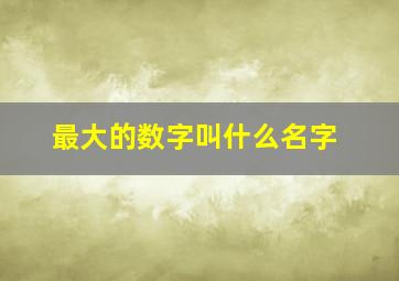 最大的数字叫什么名字