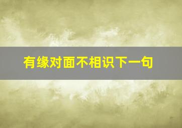 有缘对面不相识下一句