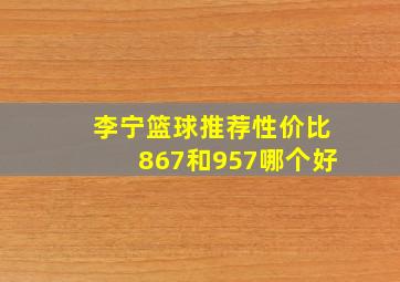 李宁篮球推荐性价比867和957哪个好