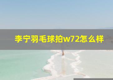 李宁羽毛球拍w72怎么样