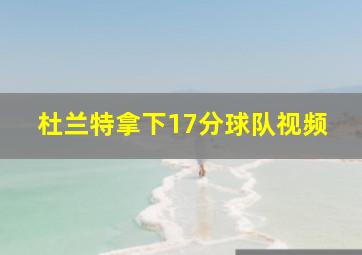 杜兰特拿下17分球队视频