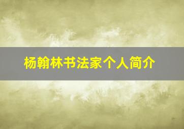 杨翰林书法家个人简介