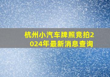 杭州小汽车牌照竞拍2024年最新消息查询