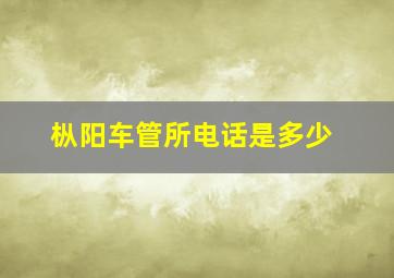 枞阳车管所电话是多少