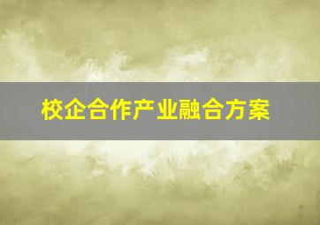 校企合作产业融合方案