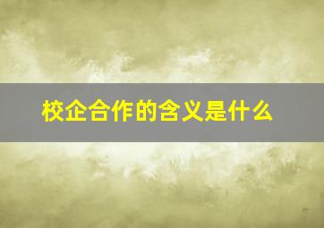 校企合作的含义是什么