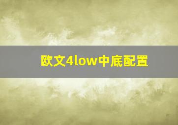 欧文4low中底配置